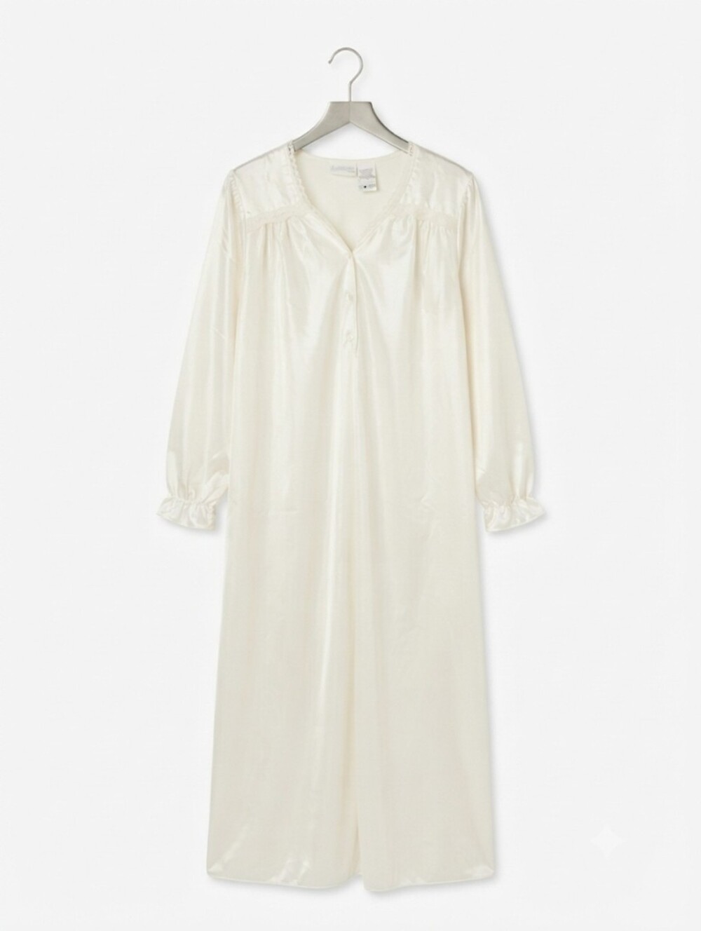 Vintage Secret Treasures Cream Satin Long Sleeve Nightgown Size L